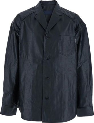 Juun.J Zwarte Gecoate Katoenen Shirt met Getailleerde Kraag - Heren - Casual Overhemden - Zwart - M - Katoen - Overhemden
