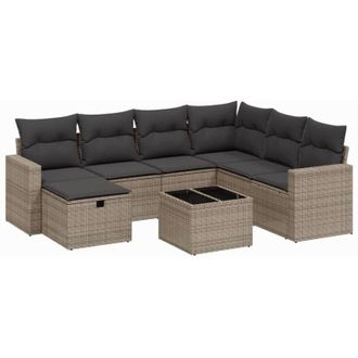 vidaXL Vidaxl - Set Divano da Giardino 8 pz con Cuscini Grigio in Polyrattan