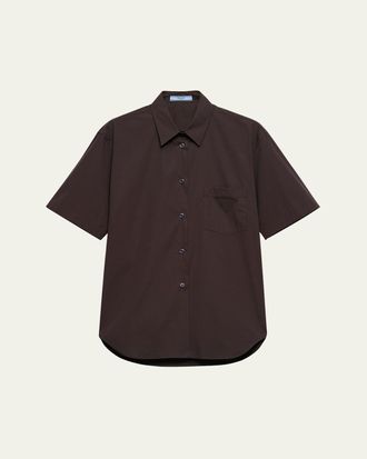 Prada Short-Sleeve Stretch Poplin Shirt