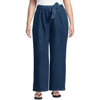 Lands End High Ridge Twill Pull On Pleated Wide Leg Pants in Crawford Wash at Nordstrom, Size 2 X