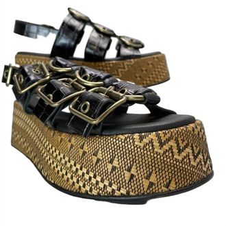 Free People Womens Armor Flatform Sandals In Brown, Black
