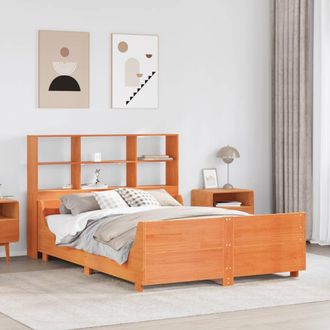 Berkfield Home Bookcase Bed without Mattress Wax Brown 160x200 cm Solid Wood