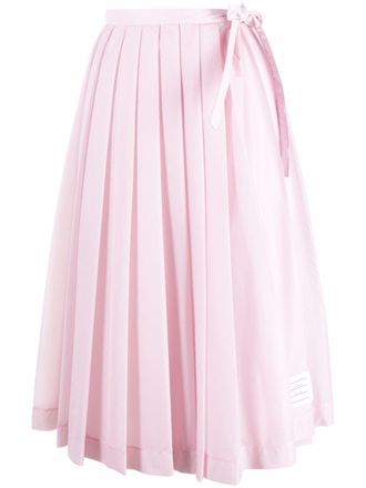 Thom Browne pleated midi skirt - women - Nylon - 38 - Pink