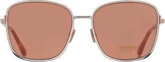 Tom Ford Fern Brown Mirror Square Ladies Sunglasses FT1029 12G 57