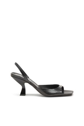 Diesel D-Amber-Slingback sandals in lizard-effect leather - Sandals - Woman - Black