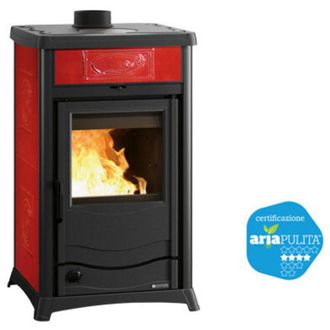 Nordica Estufa De Le&ntilde;a Rossella Plus Evo 4.0 Bordeaux - 11,1 Kw - La Nordica - Calefacci&oacute;n Para Ambientes Hasta 318 M&sup3;
