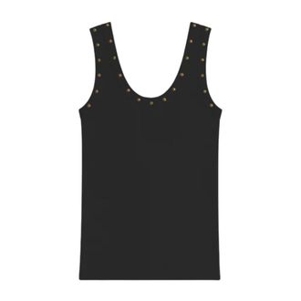 A Paper Kid Sleeveless Tops, female, Black, Size: 2XL Studded Tank Top