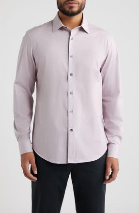 Bugatchi James OoohCotton Geometric Print Button-Up Shirt in Pink at Nordstrom, Size Xxx-Large