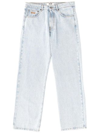 Msgm Embroidered Logo Jeans - Blue