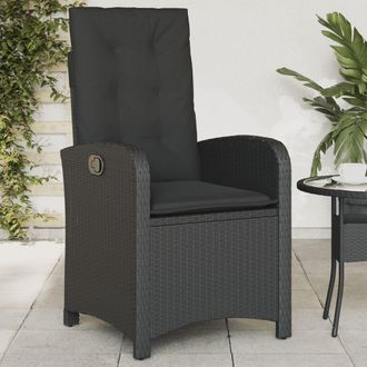 vidaXL Vidaxl - Sill&oacute;n Reclinable De Jard&iacute;n Con Cojines Rat&aacute;n Sint&eacute;tico Negro