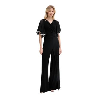 Joseph Ribkoff Jumpsuits & Playsuits, Dames, Zwart, 3Xl, Polyester, Jumpsuit met wijde pijpen en strass-rand