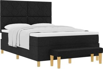 vidaXL Cama Tipo Box Spring Con Colch&oacute;n Negro 160 X 200 Cm Tela Vidaxl