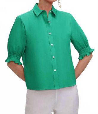 Foxcroft Vivienne Elbow Sleeve Shirt In Kelly Green