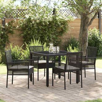 vidaXL Conjunto De Comedor De Jard&iacute;n 5 Pcs Negro Polirat&aacute;n Vidaxl