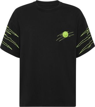 Plein Sport Tops, Heren, Zwart, 2Xl, Katoen, Scratch T-Shirt