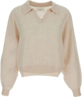 Lisa Yang Polo-neck Trui - Dames - V-hals truien - Beige - XS - Wol - Truien & Vesten