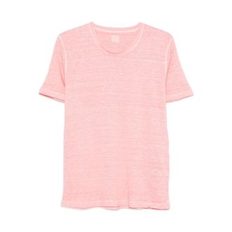 120% Lino 120% Lino, T-Shirts, male, Pink, Size: L Regular Fit Crewneck T-shirt