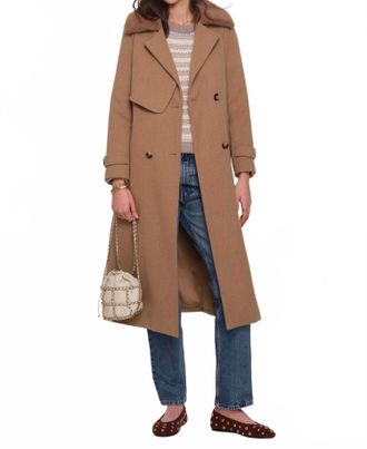 Heartloom Ross Coat With Faux Fur Collar In Beige