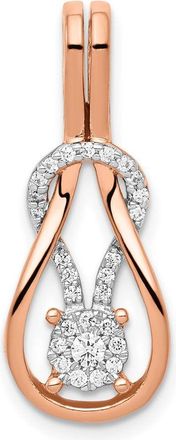 Diamond2Deal 14k Rose Gold 1/6 Ct Round Diamond Knot Slide Charm Pendant