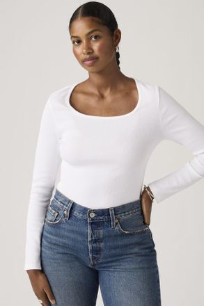 Levi's Essential Square Neck Long Sleeve Tee - Mujer - XS - Blanco / Bright White
