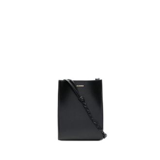 Jil Sander Black Leather Crossbody Bag with Logo Print - female - Jil Sander - Cross Body Bags - Black - ONE SIZE - Bags
