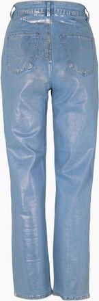 Amy Lynn Womens Lupe Metallic Patterned Five Pocket Pants - Silver - Size: 12/32in