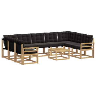 vidaXL Conjunto De Sof&aacute;s De Exterior Con Coj&iacute;n 10 Pcs Blanco Y Negro Vidaxl