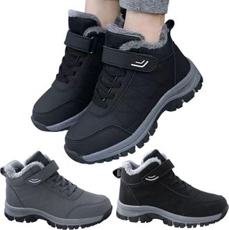 Generic Womens Fur Lined High Top Trainers, Womens Lace Up Ankle Trainers Outdoor Athletic Shoes for Cold Weather Anti-Slip Grip Sole Walking Footwear with Hi