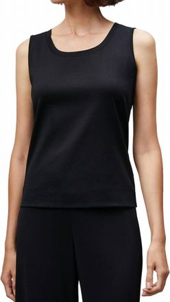 Lafayette 148 New York Cotton Rib Scoop Neck Tank Top In Black