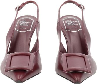 Roger Vivier Pointed-Toe Square Buckle Slingback Pumps
