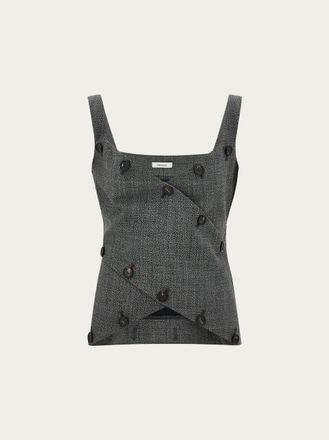 Ferragamo Women Wool vest top with button detail Grey