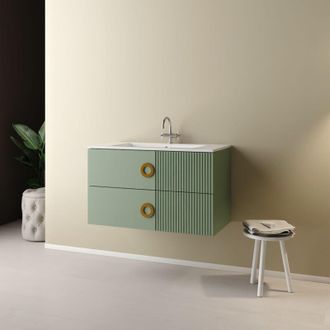 Mobo Mobile Bagno Sospeso Senza Specchio Modello Sole 90cm - Base Sospesa -Lavabo - Bianco Opaco -Specchio Escluso - Mob