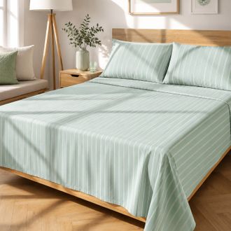 KASANOVA Completo letto matrimoniale righe verde