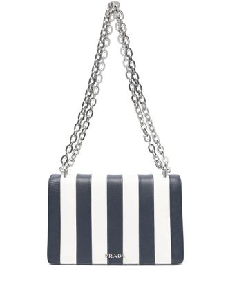 Prada 2010s striped-pattern chain-strap bag - Blue