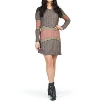 Papillon Cold Shoulder Sweater Dress In Brown Multi Stripe