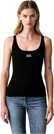 Elisabetta Franchi Camiseta de tirantes de punto acanalado - Tops - Mujer - Negro - XL