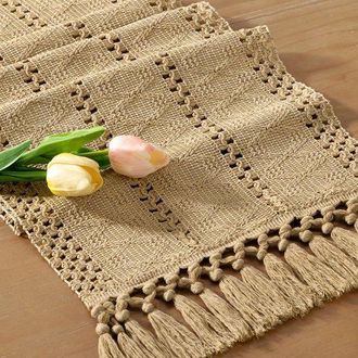 OEM Camino De Mesa Bohemio Para Pascua, Primavera, Estilo Granja, Yute, Bamb&uacute;, R&uacute;stico, Comedor, Centro De Mesa, Bufanda, Verde Oscuro, 30160cm