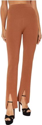 Nanushka Beige Geribbelde Anna Broek - Dames - Slim Fit Broeken - Bruin - L - Broeken