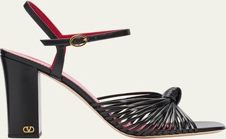 Valentino Garavani 90mm VLogo Anne Leather Block-Heel Sandals