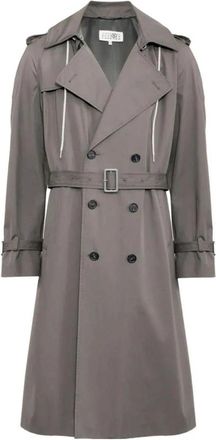 Maison Margiela Double-Breasted Trench Coat - Heren - Trenchcoats - Grijs - M - Katoen - Jassen