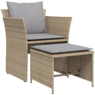 vidaXL Sill&oacute;n De Jard&iacute;n Con Reposapi&eacute;s Rat&aacute;n Sint&eacute;tico Beige Vidaxl