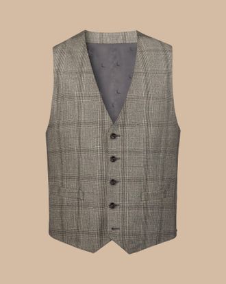 CHARLES TYRWHITT Ultimate Performance Suit Waistcoat - Cappuccino Size w42 by Charles Tyrwhitt