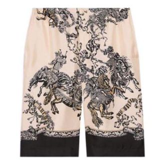 Gucci Silk Shorts With Roi Soleil Print Ivory Black 672698-ZAKU1-9285