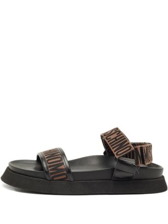 Moschino logo-embellishment sandals - women - Canvas/Calf Leather/Rubber - 37 - Black