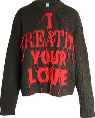 Valentino Garavani Valentino I Breathe Your Love trui in groene scheerwol