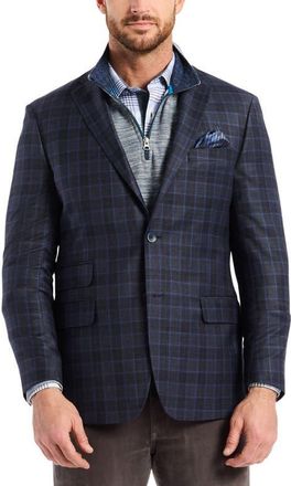 Robert Graham Kipton Windowpane Plaid Wool Blend Sport Coat in Navy at Nordstrom, Size 42