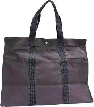 Herm&egrave;s Gray Canvas Tote Bag (Pre-Owned)