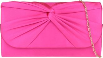 Girly HandBags Womens Twist Satin Plain Clutch Bag Medium Fuchsia