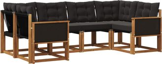 vidaXL Conjunto De Sof&aacute;s De Exterior 6 Uds. Natural Y Negro Vidaxl