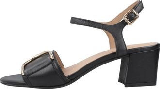 Geox New Eraklia 50 - Dames - Sandalen met hakken - Zwart - 38 EU - Leer - Schoenen